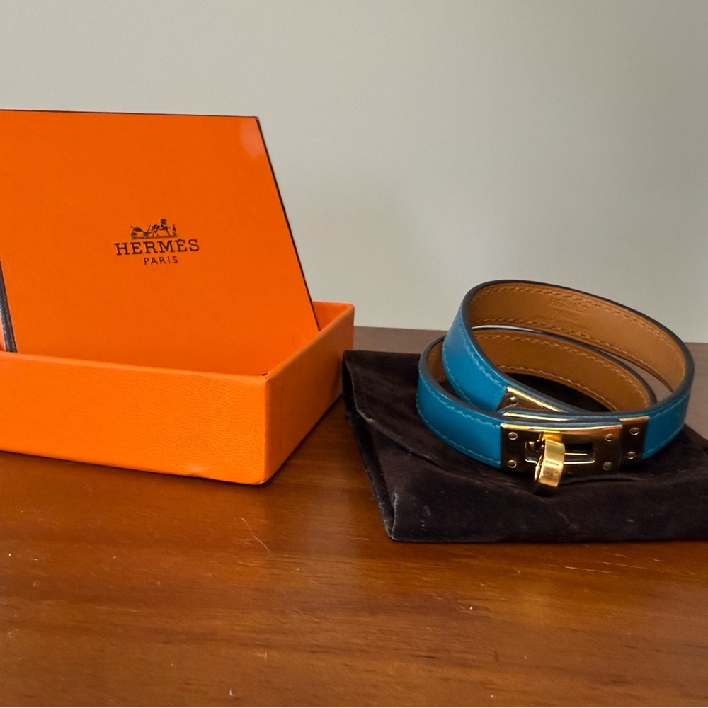 Hermes Kelly Double Tour Blue Bracelet